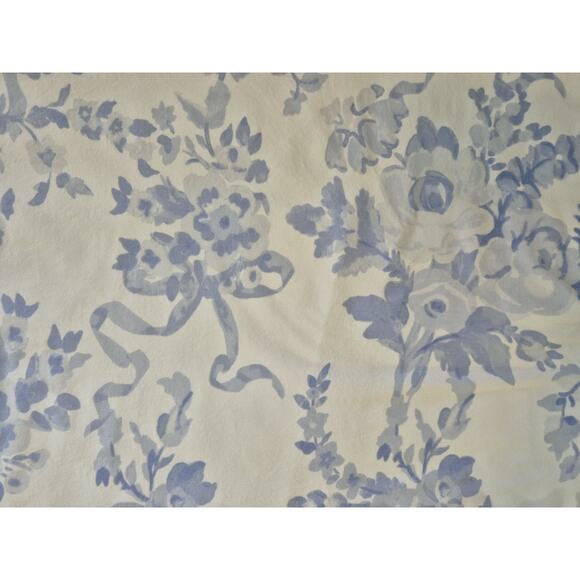 Pottery Barn LoveShack Fancy Ruffle Damask Blue White Twin Duvet Cover Sham Set - Picture 6 of 7